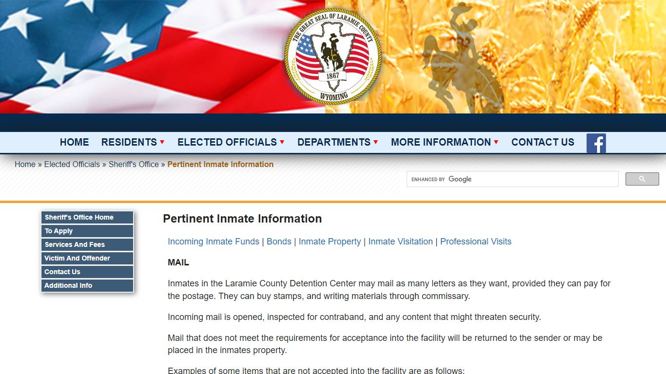 Pertinent Inmate Information - Laramie County