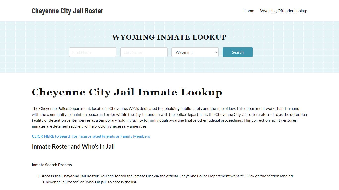 Cheyenne Police Department & City Jail, WY Inmate Roster, Arrests, Mugshots